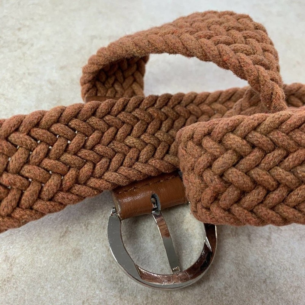FAUX LEATHER + COTTON CANVAS Belt — Woven Brown - Picture 5 of 8